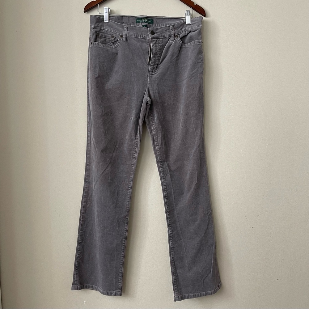 grey/purple corduroy straight leg pants